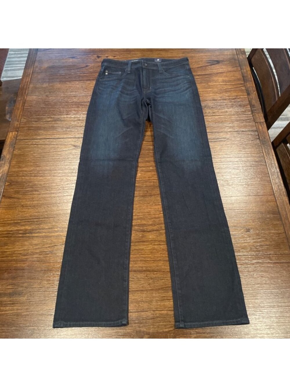AG Protege Straight Leg Jean 32x34.5 Dark Indigo Wash Faded Distressed Classic
